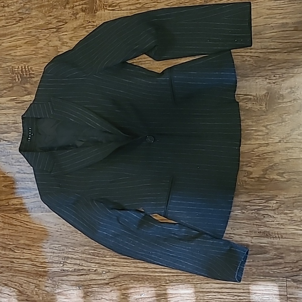Theory Grey Striped blazer size 10 wool